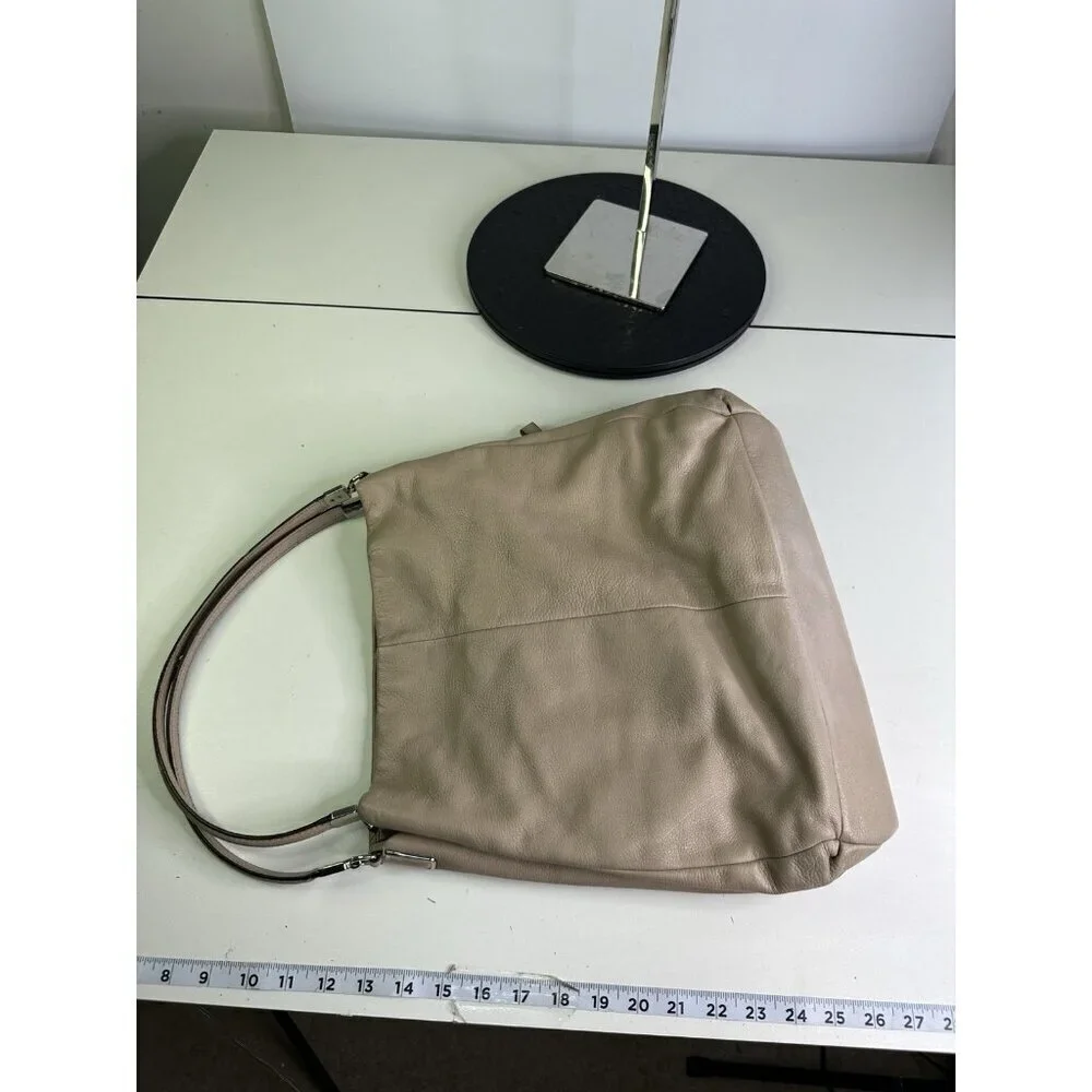 Coach Madison Phoebe Beige Pebbled Leather 3 Compartment Shoulder Bag Purse